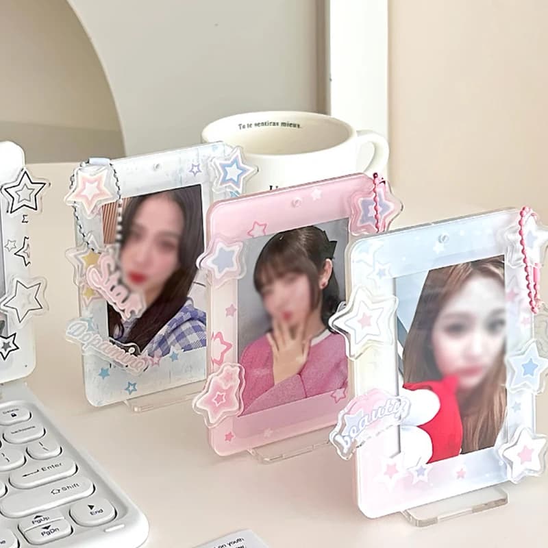 3 Inch Ins Y2K Star Acrylic Photocard Holder Korean Kpop Idols Cards Photo Frame Cute Card Display Stand Desk Decor Card Sleeve