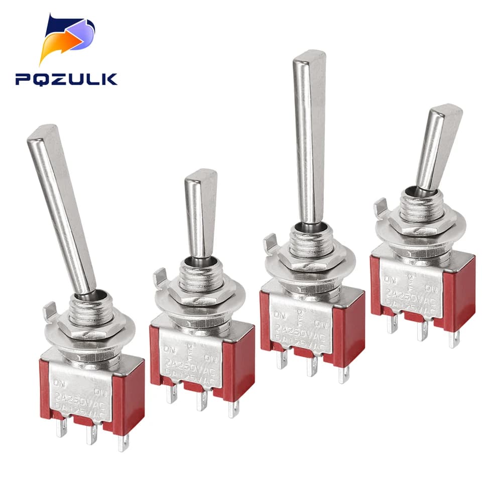 Mini Toggle Switch 3 Position 2 Position ON OFF ON DPDT SPST DPST 6A 125VAC 3A 250VAC Latching Flat Handle for Car Truck