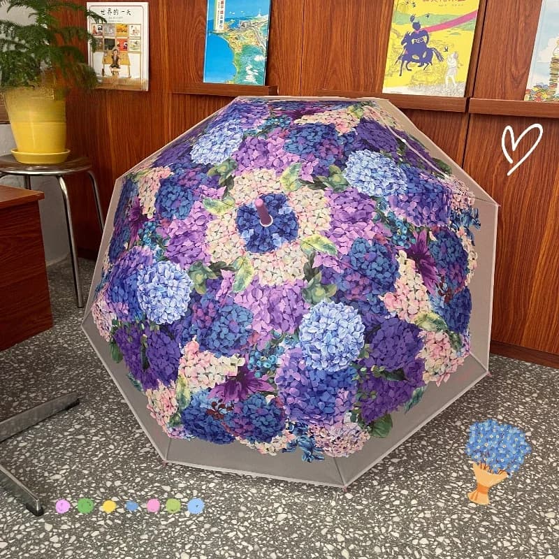 Embroidery Ball Transparent Umbrella Automatic Long Handle Thickened Wind Resistant High Fashion