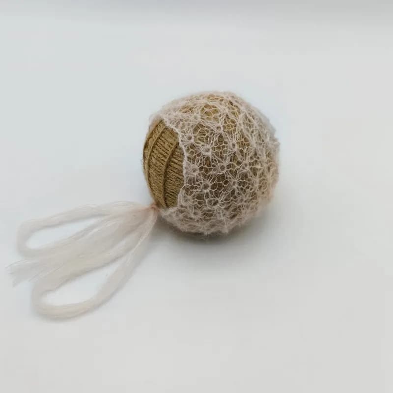 Newborn Mohair Bonnet Light Pink Knitted Hat Baby Girl Soft Lace Luxury  Baby Cap Classic Infant  Photography Props