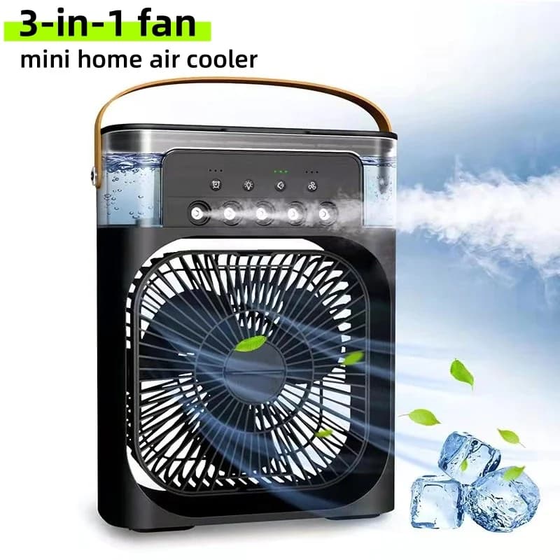 New 3 In 1 Fan AIr Conditioner Household Small Air Cooler LED Night Light Portable Humidifier Air Adjustment Office Home Fan