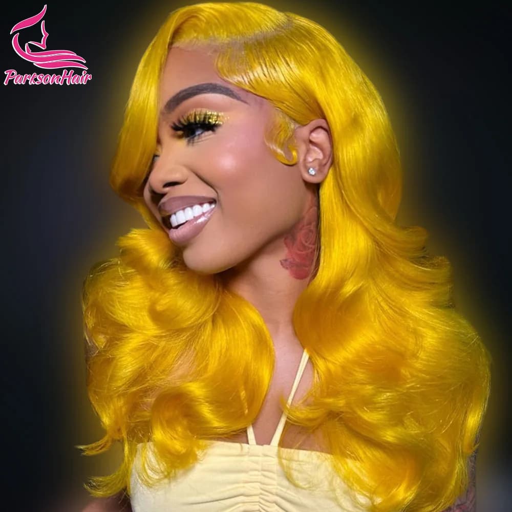 13x6 Hd Yellow Honey Lace Front Wig Human Hair Preplucked Brazilan 13x4 HD Bone Straight Frontal 613 Colored Wigs For Women