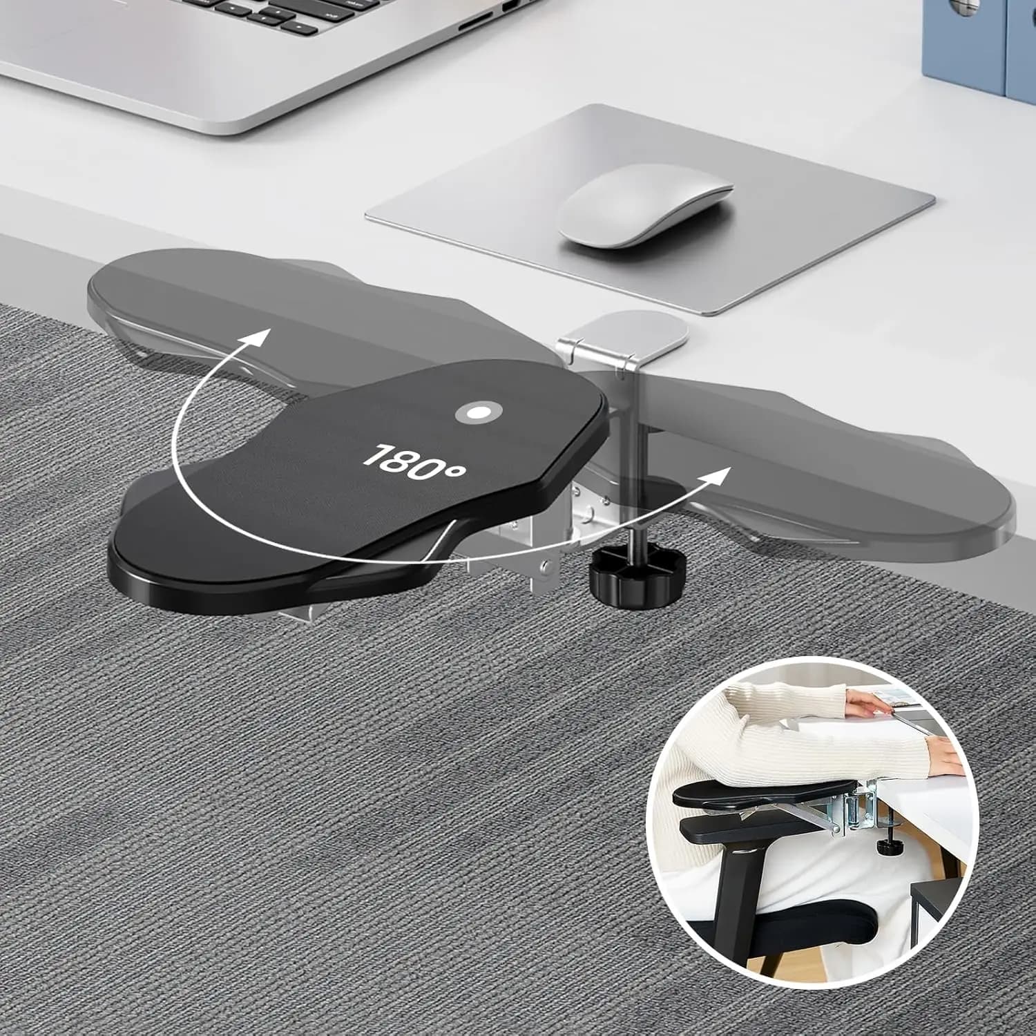 BEISHI Computer Arm Rest Desk Adjustable Ergonomic Wrist Rest Support For Keyboard Armrest Extender Rotating Mouse Pad Holder