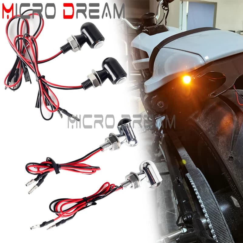 For Harley Softail Dyna Sportster Honda 8mm Aluminium Mini LED Motorcycle Turn Signal Light Flashing Light Blinker Signals Lamp