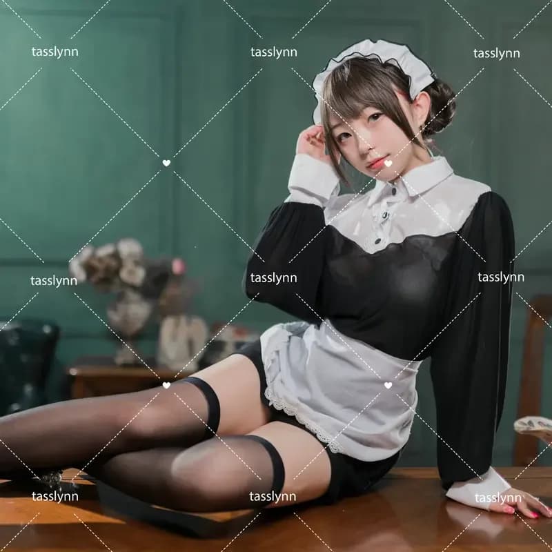 Original Design Lace High Collar Chiffon Playful Maid Cosplay Halloween Costume for Women Cosplay Costume Women