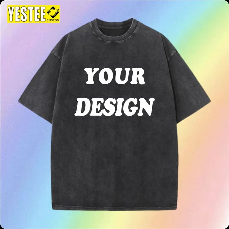 230G Cotton Drop-shoulder Sleeve Vintage Short-sleeve T Shirts Tie-dye Hip Hop Street Dance Loose Tees Custom Printed Logos