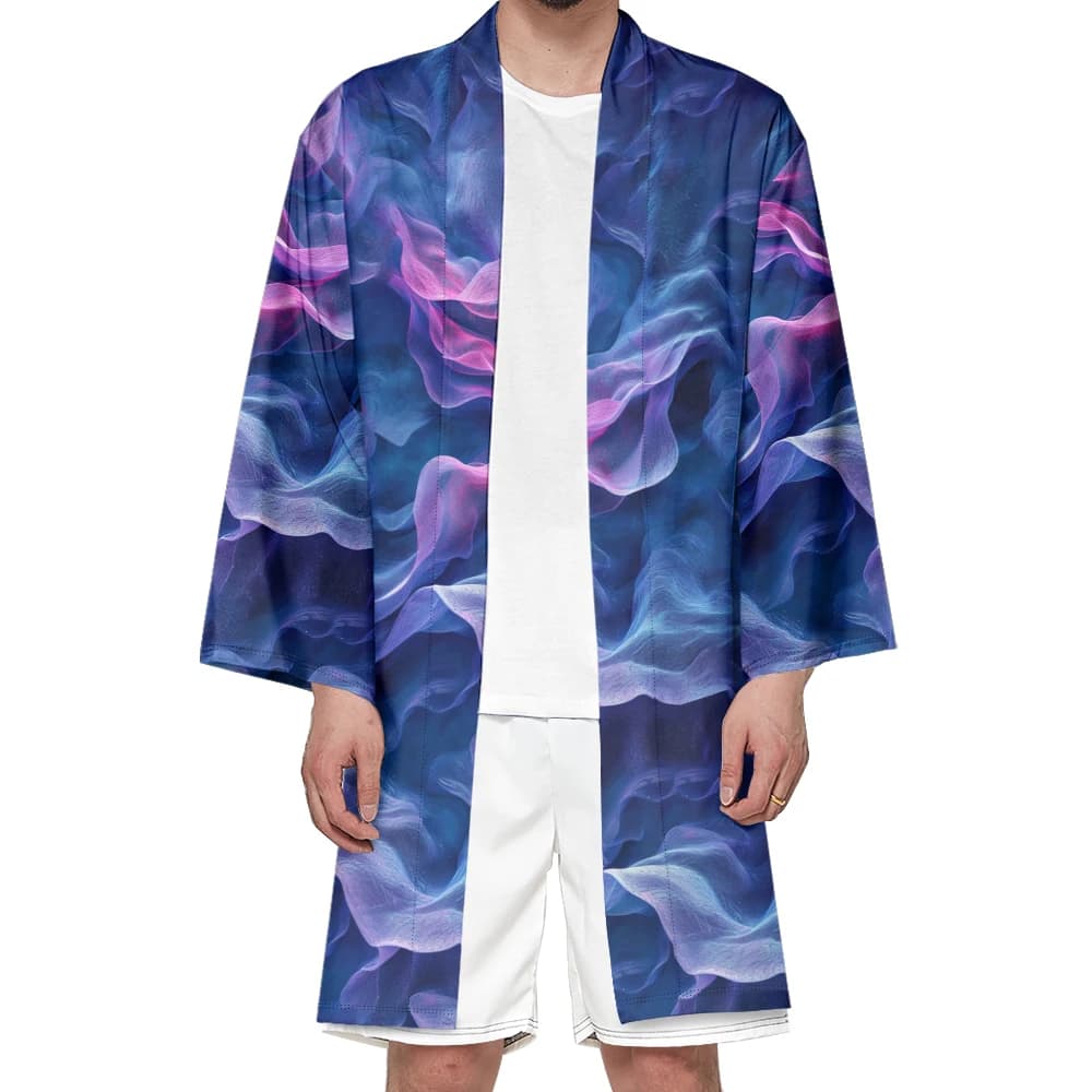 Autumn Samurai Kimono Cosplay Japanese Fashion Purple Haori Retro Kimono Men Vintage Cardigan Unisex Robe Trend Yukata