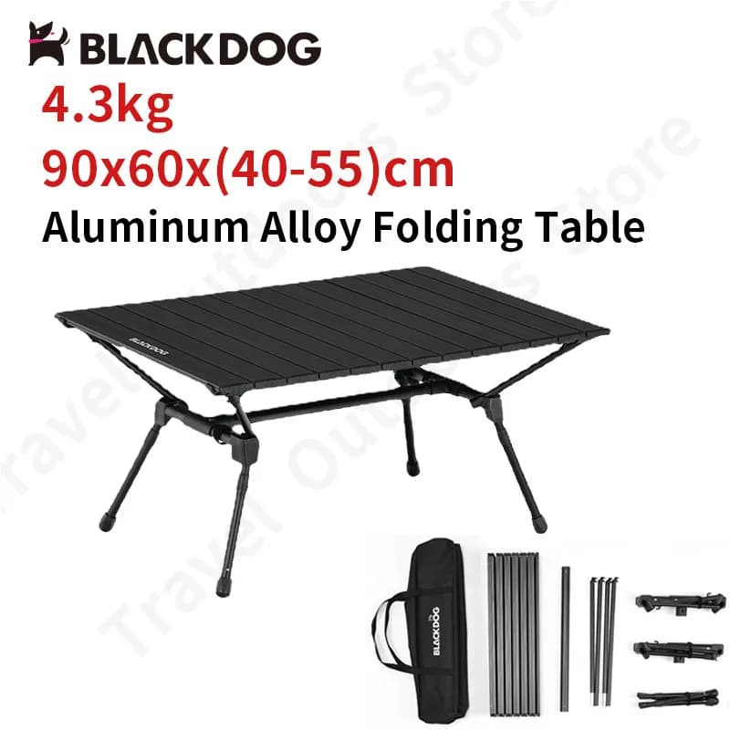 Naturehike BLACKDOG Lifting Folding Camping Table Aluminium Alloy Table Board Outdoor Picnic Bbq Dining Table 90x60x(44-55)Cm