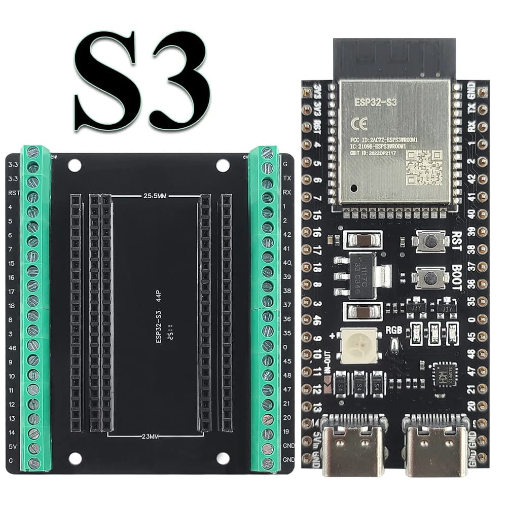 ESP32 S3 Development Boards with Expansion Adapter Kit N8R2 N16R8 44Pin Type-C ESP32-S3 2.4G Wifi BT Module ESP32-S3WROOM1