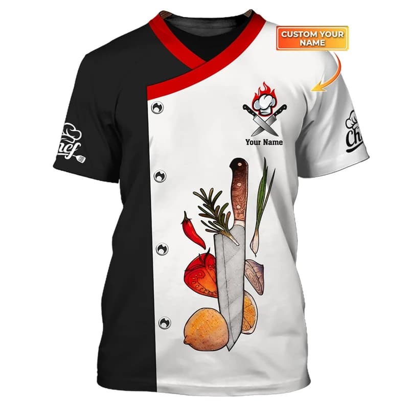 Chef Work T-shirt Customized Name Personality Pattern O-neck T Shirts 3D Print Fashion Trendy Cook Tee Top Novelties  2025 New