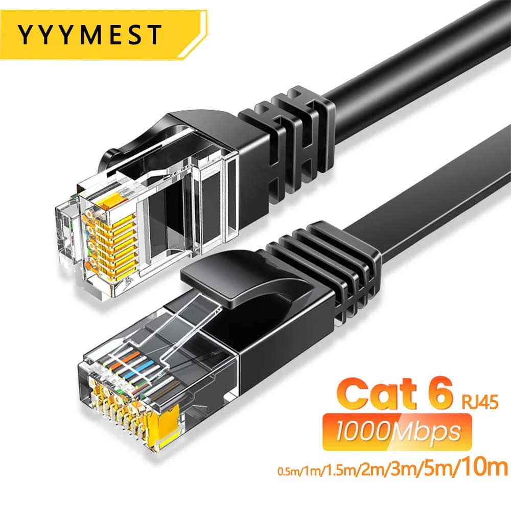 Cat6 Ethernet Cable Cat6 Flat Lan UTP Network Patch Cable For PS PC Internet Modem Router Gigabit Cat 6 Round Cable Ethernet