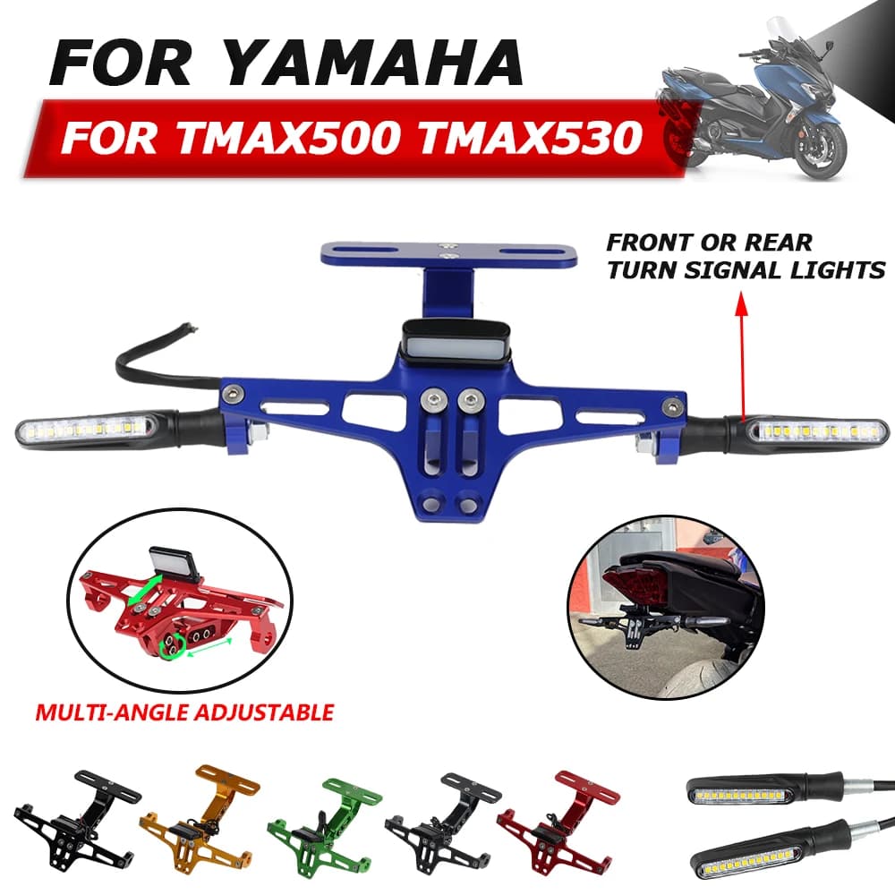 For Yamaha TMAX530 TMAX500 TMAX 530 T-MAX 500 Motorcycle Accessories Rear License Plate Holder Bracket And Turn Signal Lights