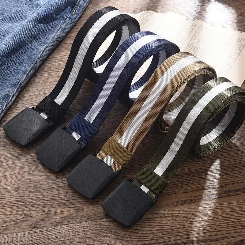 Men's Tactical Belt - Nylon Canvas Outdoor Casual, Metal-Free, Adjustable for Jeans, Pants, Sports, Suitable for Men and Women
