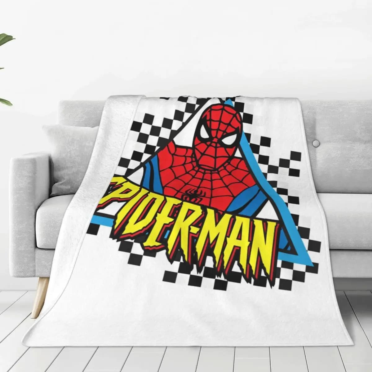 Spider Man 90's Themed Logo Plush Blanket Girls Boys Flannel Bedding Throws For Bedroom Soft Custom Quality Bedspread Gift