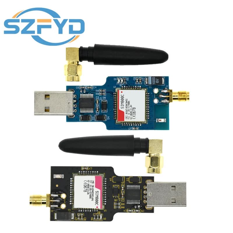 USB to GSM GPRS Module - Quad-Band SIM800/SIM800C, SMS Messaging,  Bluetooth-compatible, with Antenna