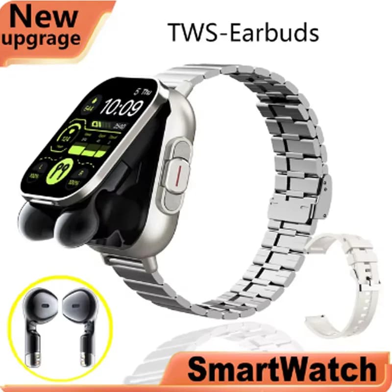Headset Smart Watch TWS Two In One Wireless Bluetooth Dual Headset Call Health Monitoring ENC Sport Music For Oppo A16s  Infinix