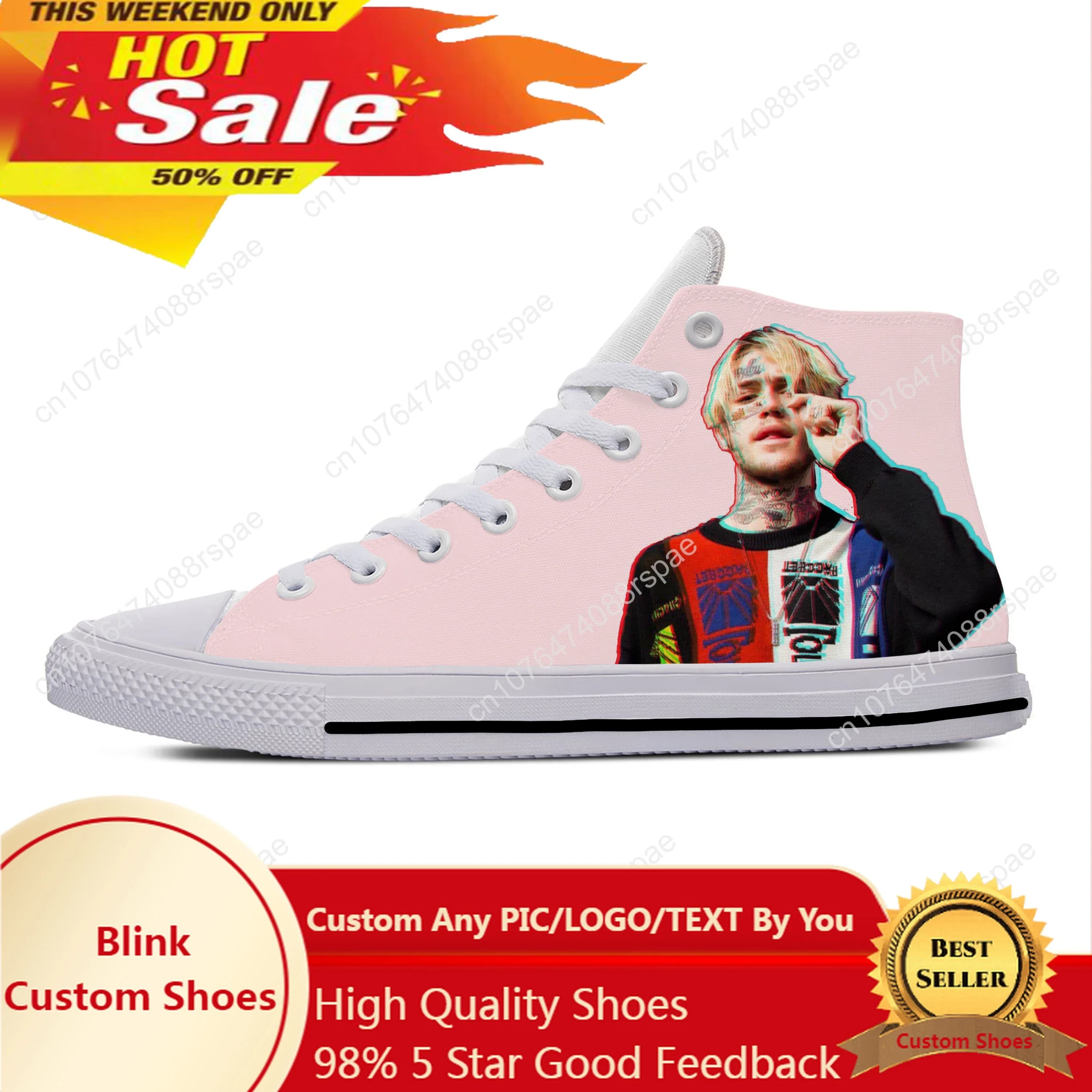 Hip Hop Rapper Rap Singer Lil Peep Fashion Funny Casual Cloth Shoes High Top Lightweight Breathable 3D Print Men Women Sneakers