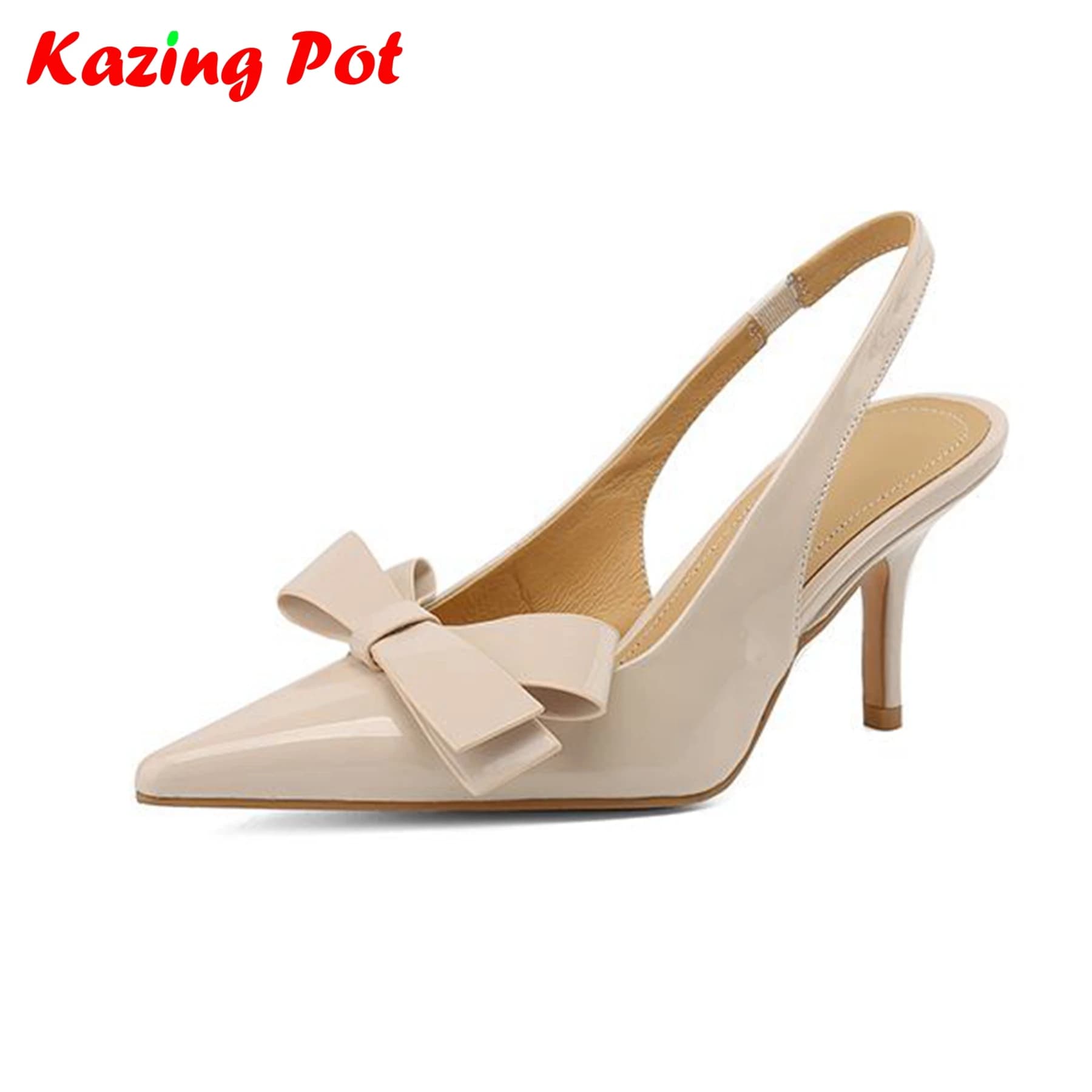 Krazing Pot Full Grain Leather Pointed Toe Women Summer Street Wear Stiletto Heels Slip On Office Lady Gorgeous Slingback Pumps