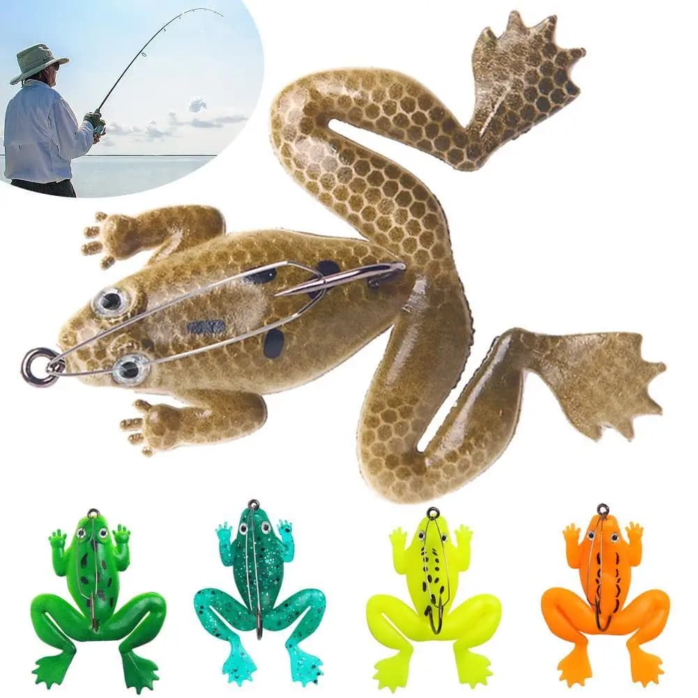 Soft Frog Lures 3D Eyes Artificial Silicone Frog Bait For Catfish Perch Bass Pike Fishing Tackle Fishing Tools Supplies