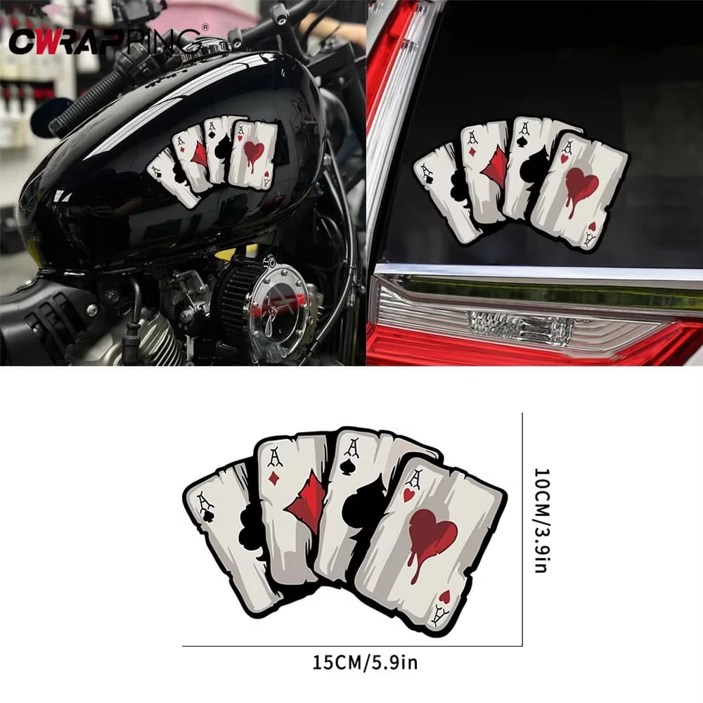 Poker Spades A Pattern Motorcycle Decals Motocross Fuel Tank Cafe Racer Body Car Windows Funny Decoration Playing Card Stickers