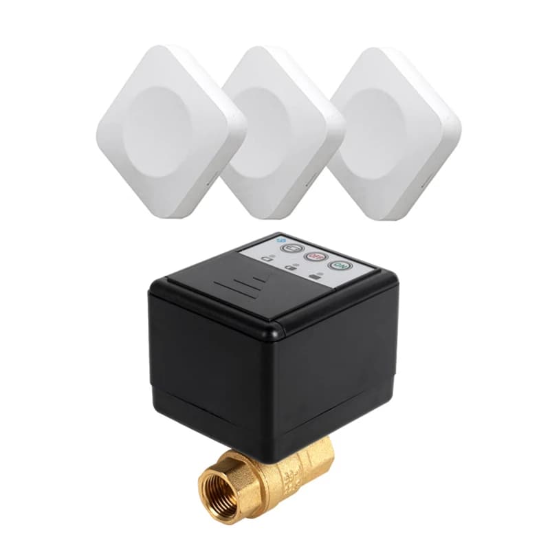 wireless flow water sensor brass ball valve DN15 (1/2") DN20 (3/4") DN25 (1") batteries power protection against water leaks