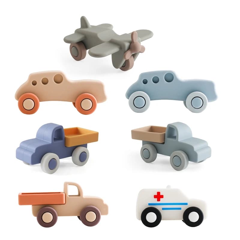 1Pcs Food Grade Baby Silicone Teether Toy Cartoon Car Nursing Teething Ring BPA Free Newborn Health Molar Chewing Accessorie Toy