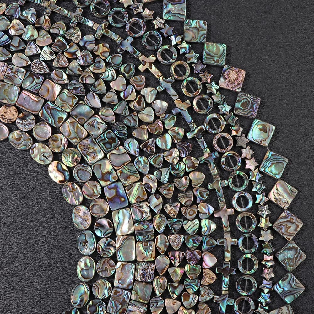High Quality Natural Abalone Shell Bead Heart Cross Star Shape Mother Of Pearl Charms Beads For Jewelry Making Handmade DIY 14"