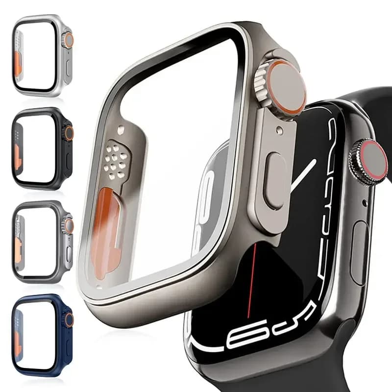 Tempered Glass Cover for Apple Watch Case 45mm 41mm 44mm 40mm 42mm 38mm Appearance Upgrade Ultra iWatch Series 8 7 SE 9 6 5 4 3