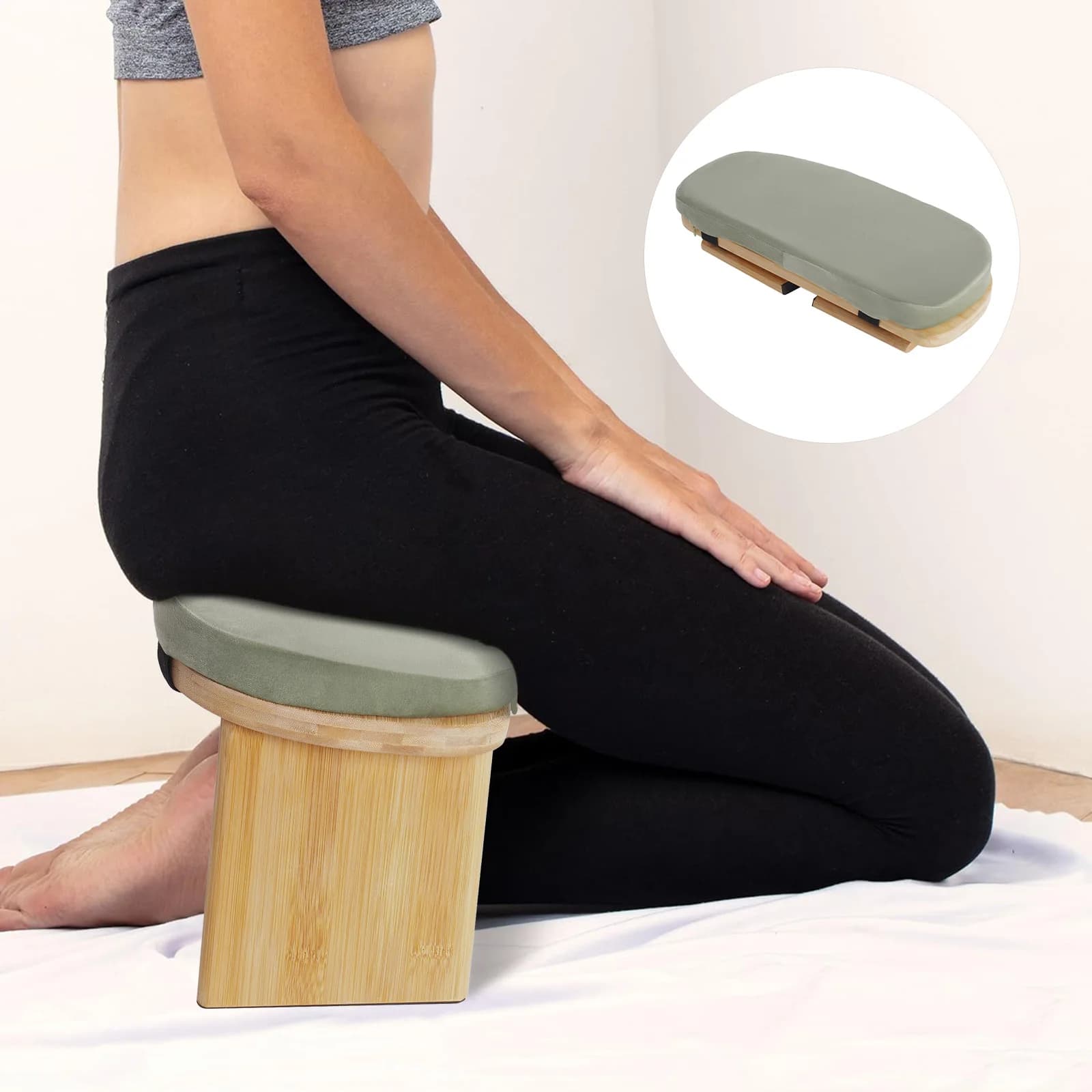 Foldable Meditation Bench Kneeling Meditation Stool for Home Kneeler Meditations Yoga Prayer Coffee/Gray/Green