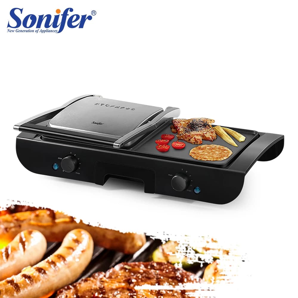 Electric Contact Grill Griddle BBQ And Grilled Bread Panini Press Kitchen Barbecue Griddle Smokeless Baking Barbecue Sonifer