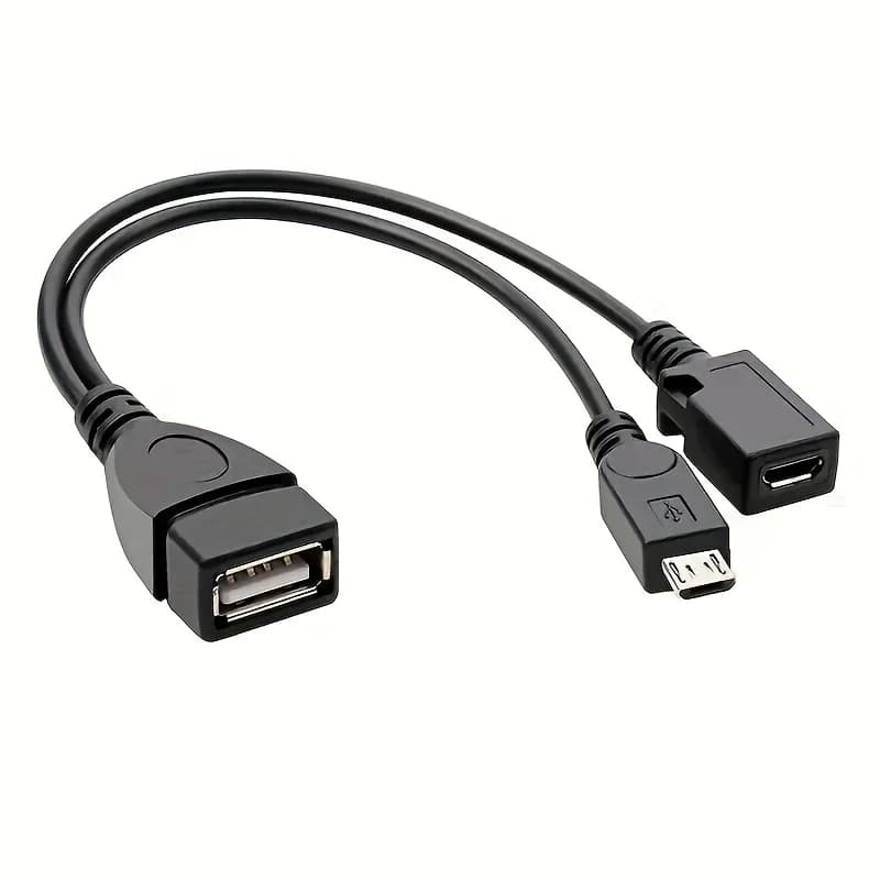 2-in-1 OTG USB to Micro USB Splitter Adapter for Fire Stick 4K/Fire TV, Android Phone/Tablet, Durable Tech Accessories
