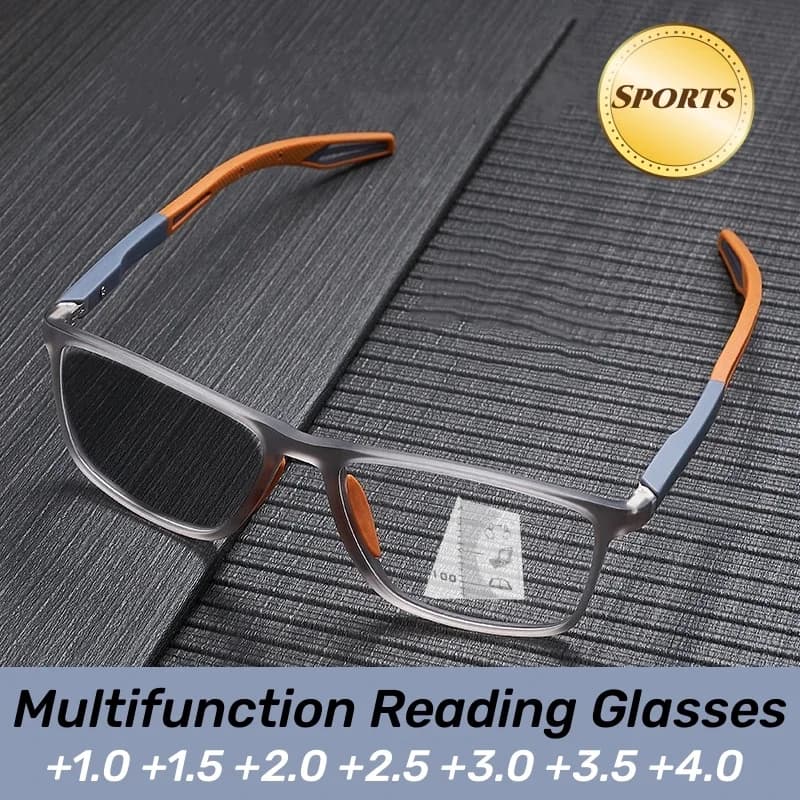 New Trendy TR90 Photochromic Multifocal Reading Glasses 3 in 1 Outdoor Bifocal Sunglasses Sports Anti Blue Near Far Eyeglasses
