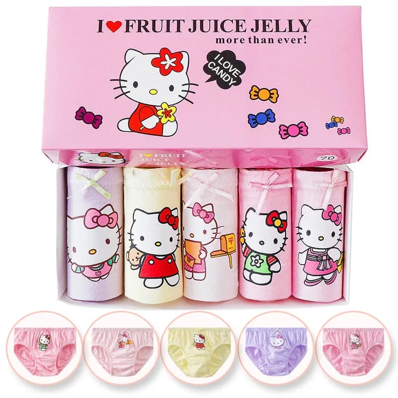 5 Pack/Box Children Panties For Girls Soft Cotton Girls Briefs Breathable Kids Underwear Knickers Cute HelloKitty Cartoon Panty
