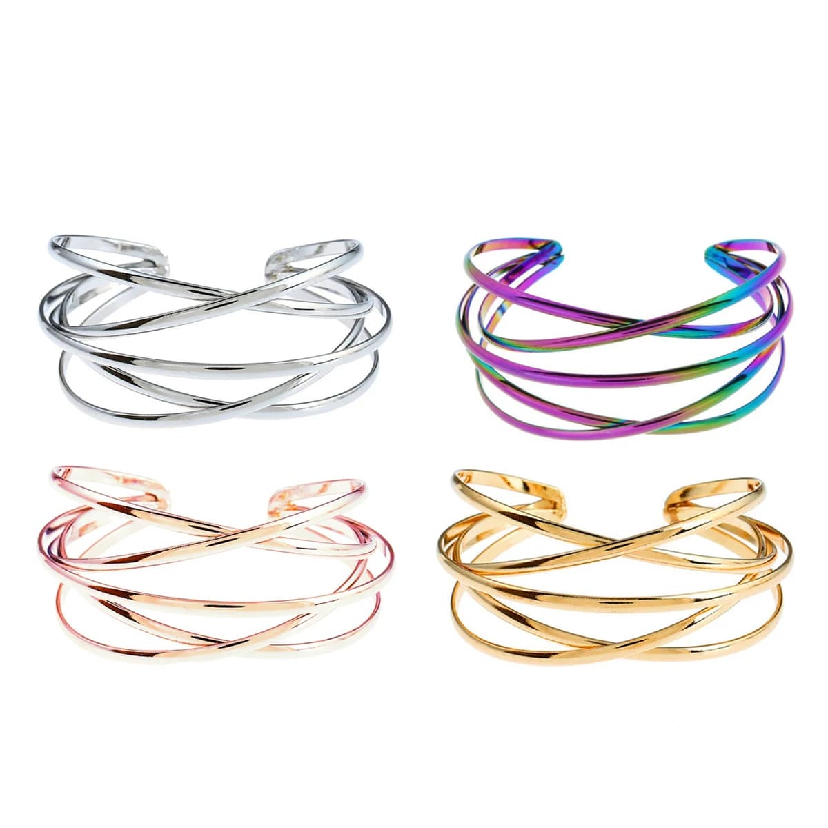Punk Hollow Alloy Bangles for Women Gold Silver Color Cuff Bracelet Open Adjustable Arm Bracelets Summer Fashion Jewelry