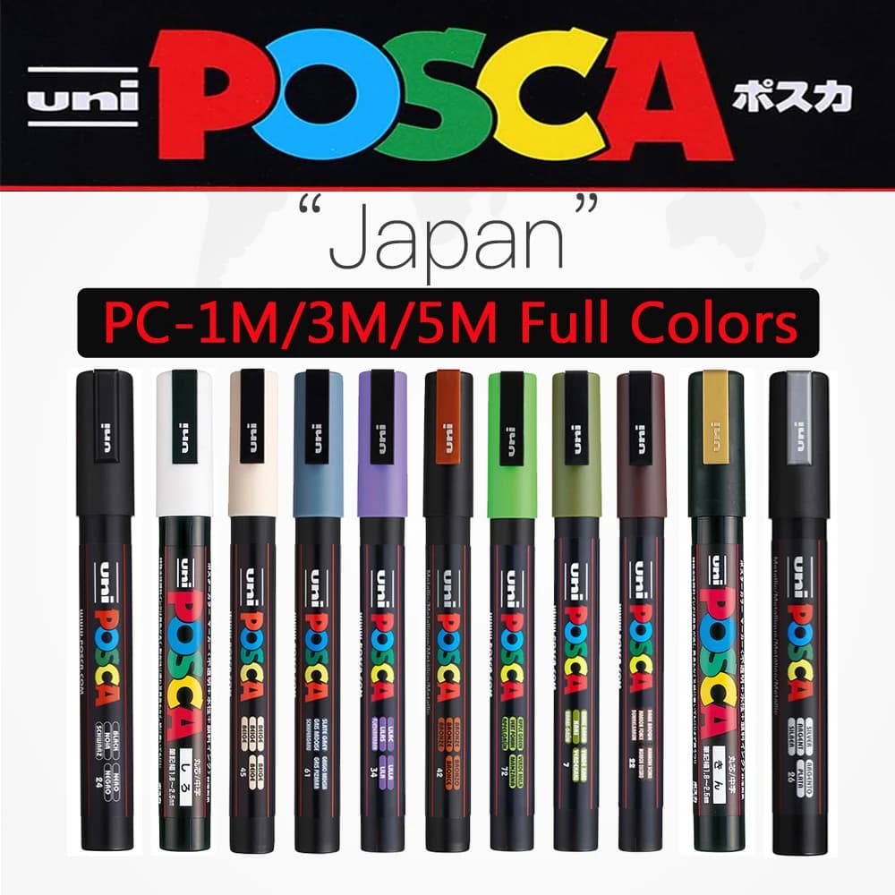 POSCA Marker Pens,Original Japanese Uni Full Colores 1M 3M 5M Nib Multiple Choices Drawing/Graffiti rotuladores acrilicos Art