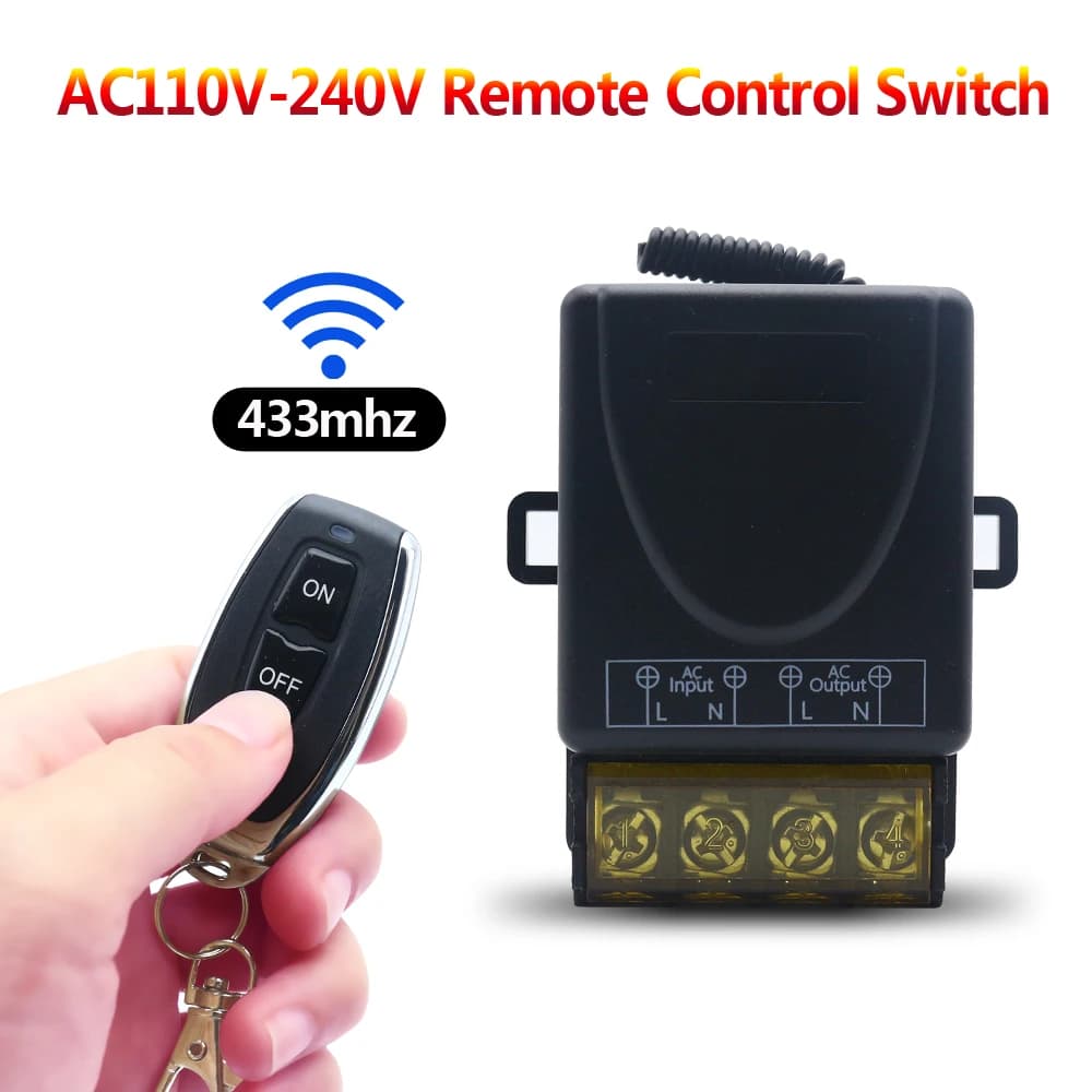RF 433Mhz remote control switch AC110V 220V remote switch 30A relay for LED light motor water pump electrical appliance control
