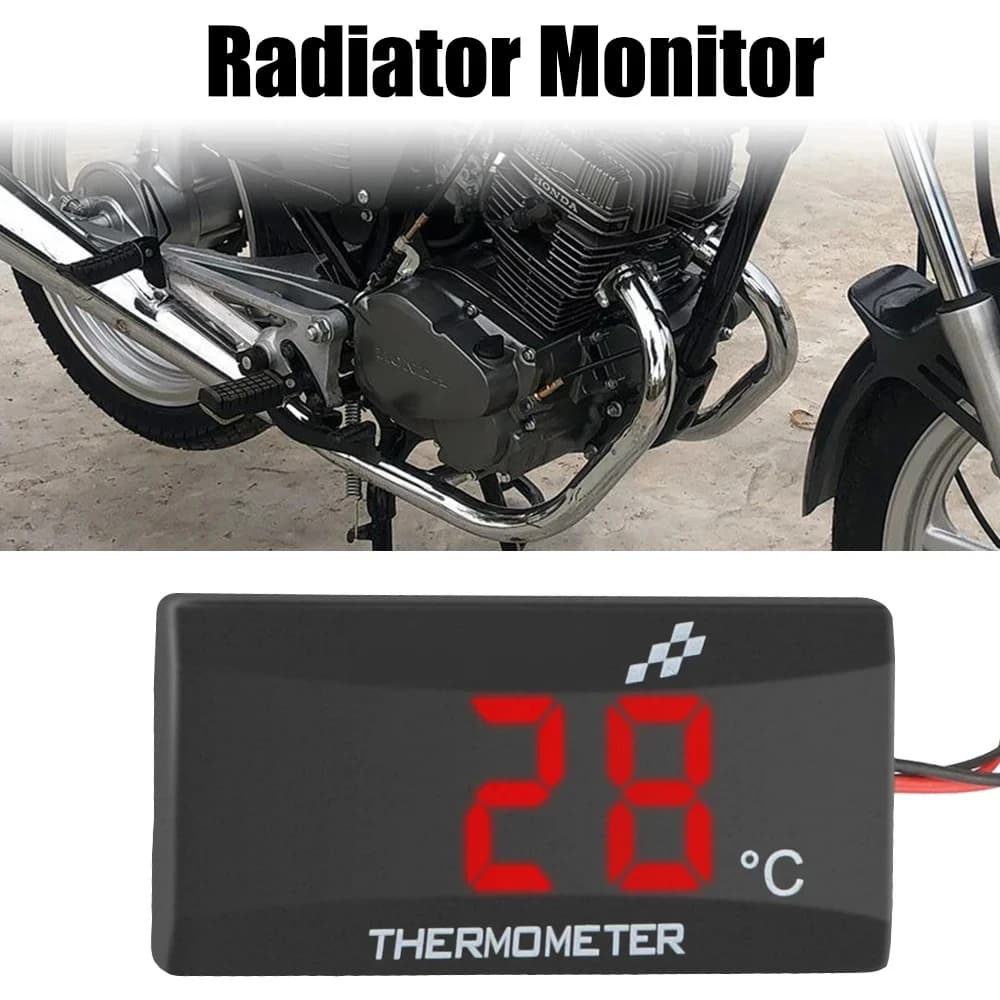 Motorcycle Thermometer  Water Tank Retrofit 0~120°C Monitor Red Blue Indicator Warning 12V Motorcycle Thermometer With Senso