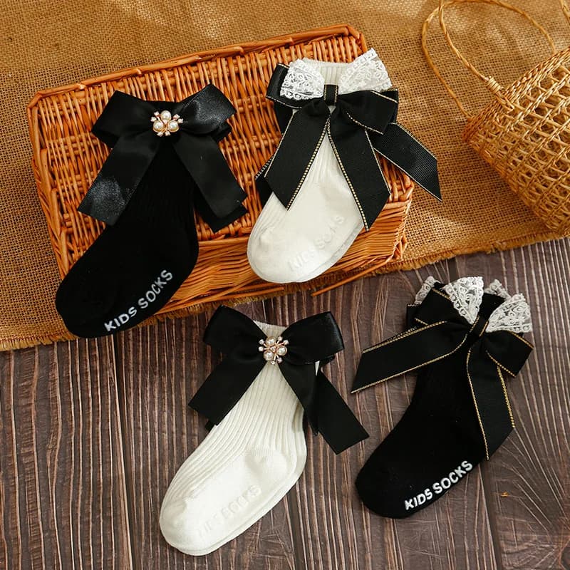 New Winter Children Socks Thick Knitted Girls Ankle Socks Big Bows Warm Cotton Socks Toddlers Infants Boot Socks 0-5Years