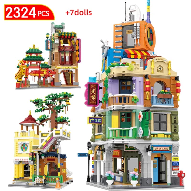 2324pcs Mini City Street View Series Building Blocks Charming Famous Scenic Spot Bricks Figures DIY Toys for Children Gifts