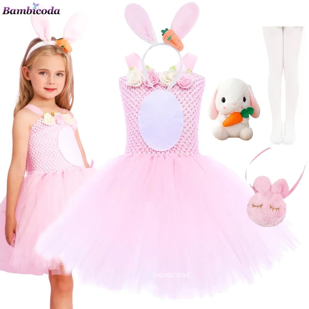 Baby Girls Easter Bunny Tutu Dress for Kids Toddler Girl Birthday Party Tulle Outfit kid Holiday Clothes Rabbit Cosplay Costumes