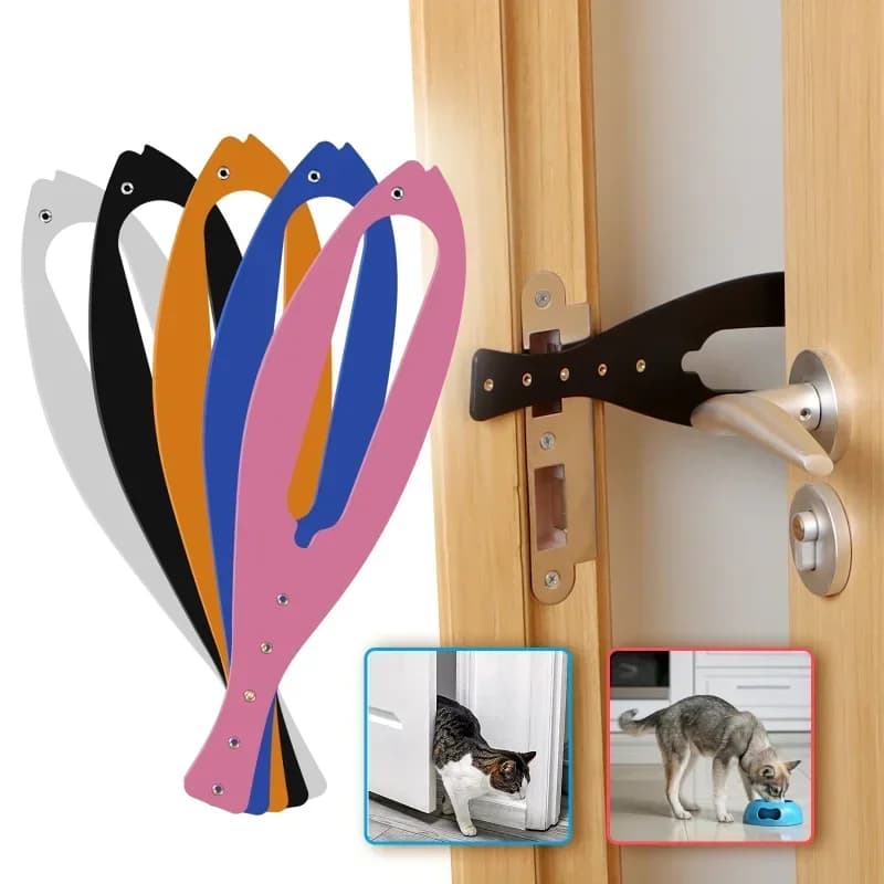 Adjustable Width Cat Door Holder Latch Fish Shaped Design Fast Flex Latch Strap Door Stopper Pet Supplies