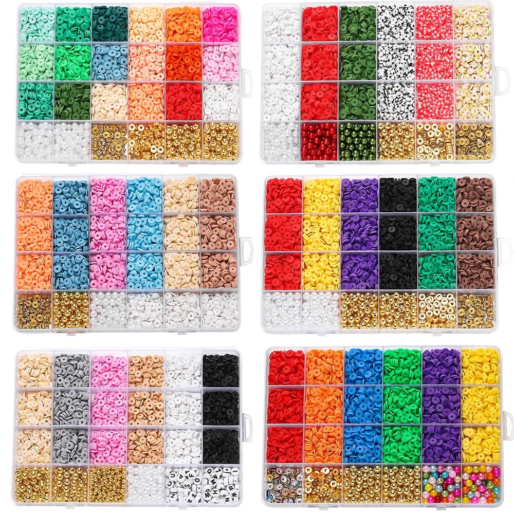 3440-3740pcs/Box 6mm Clay Beads with 6/8mm Imitation Pearl Beads Rhinestone Spacer Bead for Bracelet DIY Jewelry Making Kits