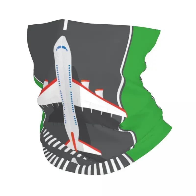 Aviation Airplane Plane Airport Runway Bandana Neck Warmer Women Men Winter Ski Hiking Scarf Gaiter Pilot Aviator Face Cover