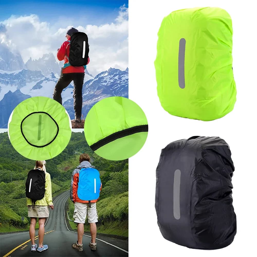 Reflective Waterproof Backpack Rain Cover Outdoor Sport Night Cycling Safety Light Rain Cover Case Bag Camping Hiking 10-70L