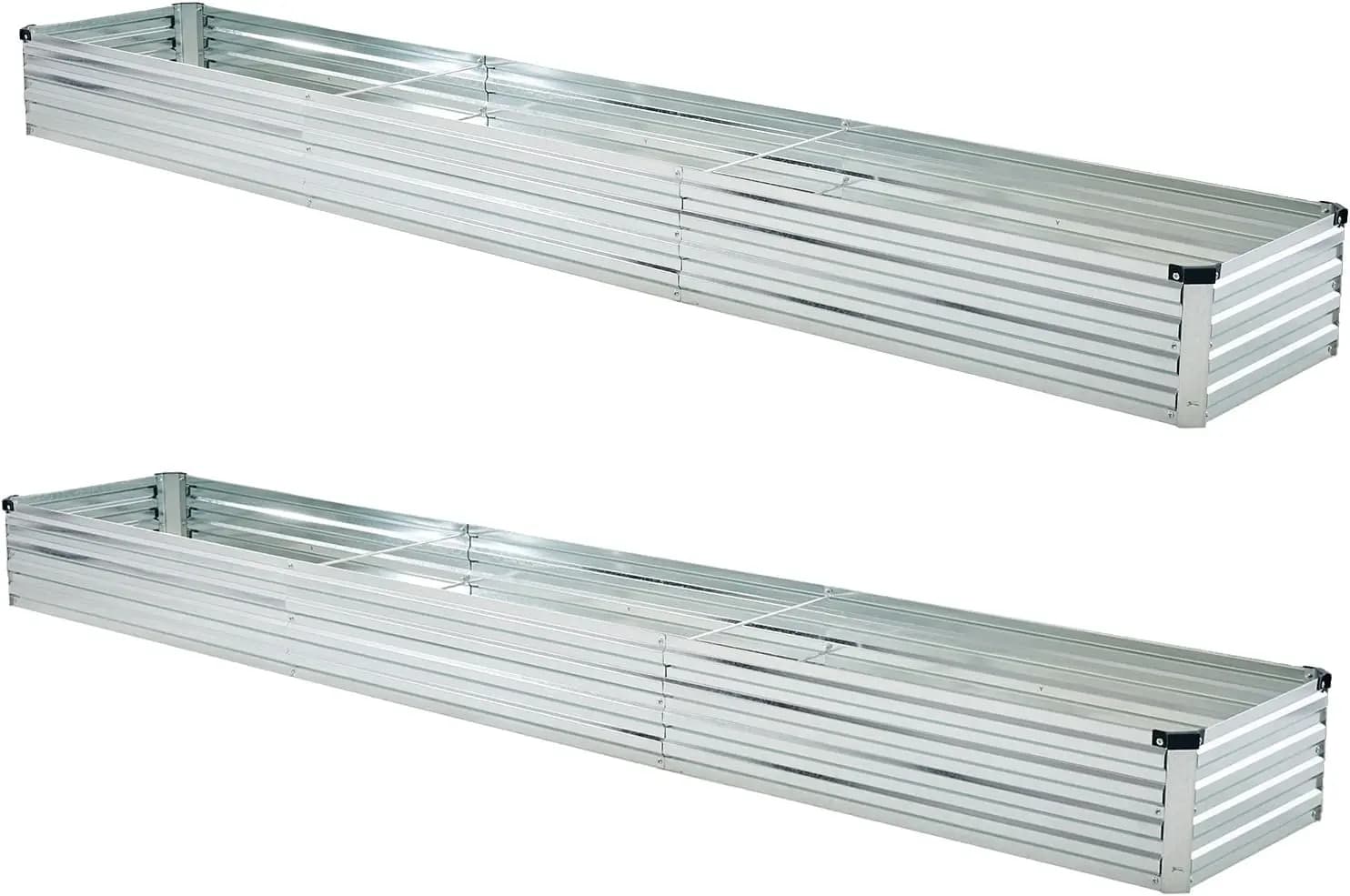 10x2x1ft(2 Pack) Galvanized Raised Garden Bed,Outdoor Planter Box Metal Patio Kit Planting Bed for Vegetables Flowers