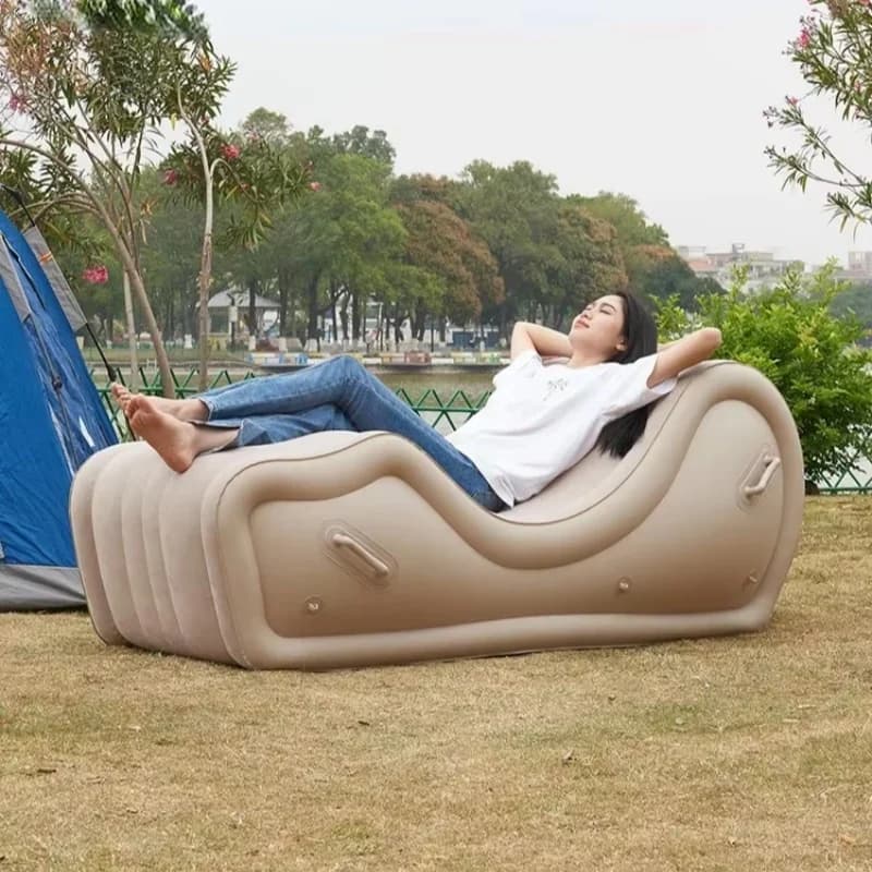 Simple Lazy Sofa Lounge Chair Fully Automatic Outdoor Portable Air Cushion PVC Inflatable Sofa Chair ,Camping Seat