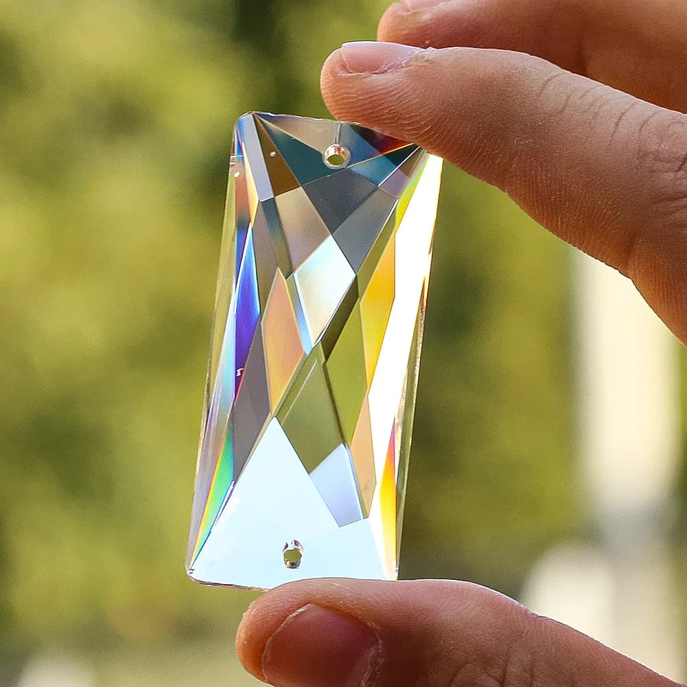 2pcs Strip Crystal Prism Pendant Faceted Clear 2 Hole Glass Pendant for Living Room Chandelier Crystal Replacement Accessories