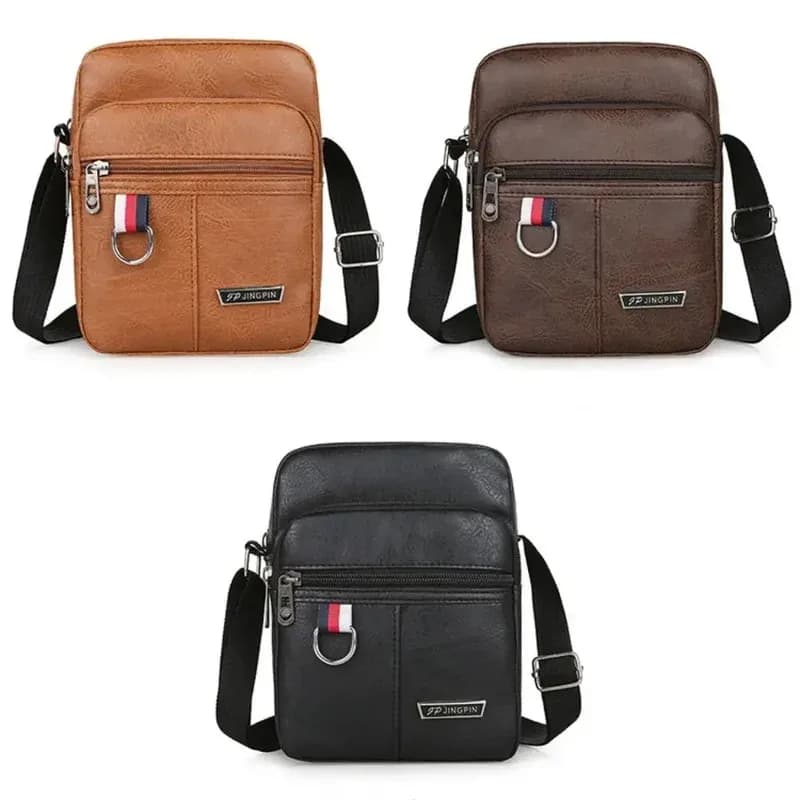 Men's High Quality PU Leather Shoulder Bag Large Capacity Chest Bag Fashion Casual Solid Color Crossbody Bag