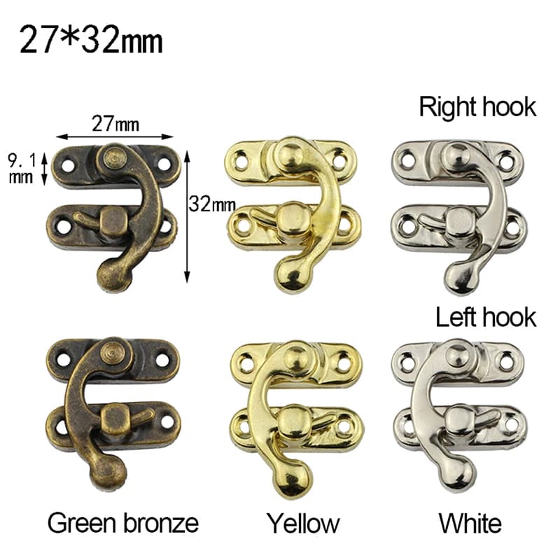 10PCS/bag Vintage Metal Hardware Furniture Wooden Box Leather Bag Hardware Decorative Latch Clasps Lock Padlock Hasp With Screws