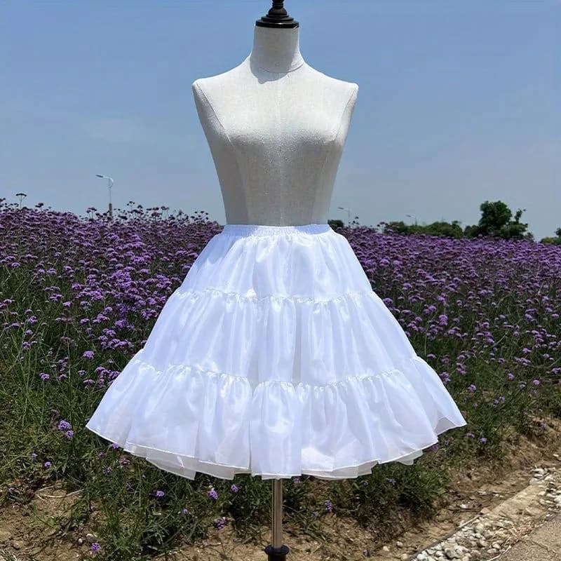 Short Chiffon Tulle Skirt Crinoline Underskirt Rockabilly Wedding Petticoat Woman Adult Tutu Half Slips Ruffled Skirt